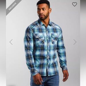 BKE Buckle Distressed Stitched Western Shirt athletic Fit XL 0130 #44